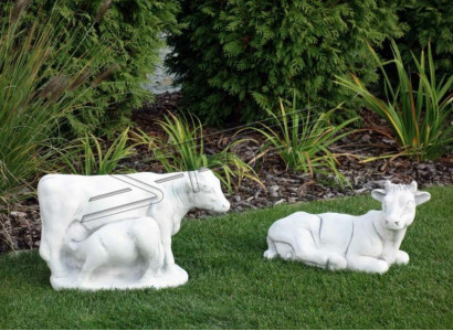 Garden Cow Decoration Stone Figure Patio Decoration Statue Sculpture
